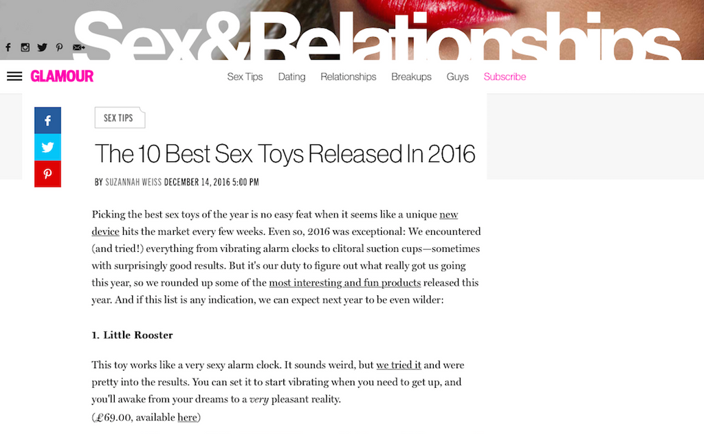 Glamour Magazine names Little Rooster 'Best Sex Toy of 2016' Little Rooster Store Glamour Magazine names Little Rooster 'Best Sex Toy of 2016' Little Rooster Store